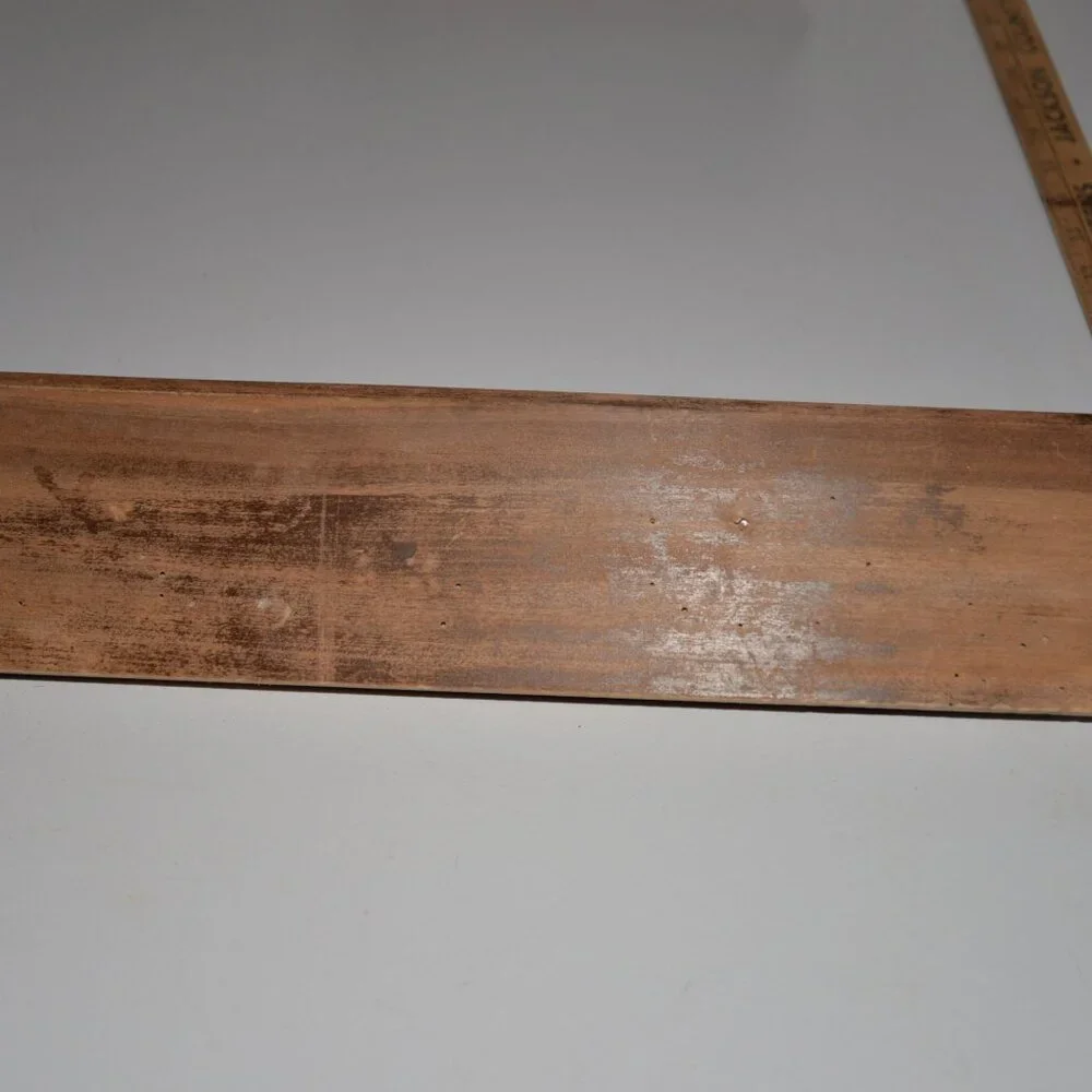 antique old primitive wall shelf solid wood ledge spice rack tigerwood ?